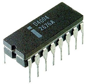 Processador Intel 4004 — o primeiro microprocessador comercial da história, marco na evolução dos processadores Intel.
