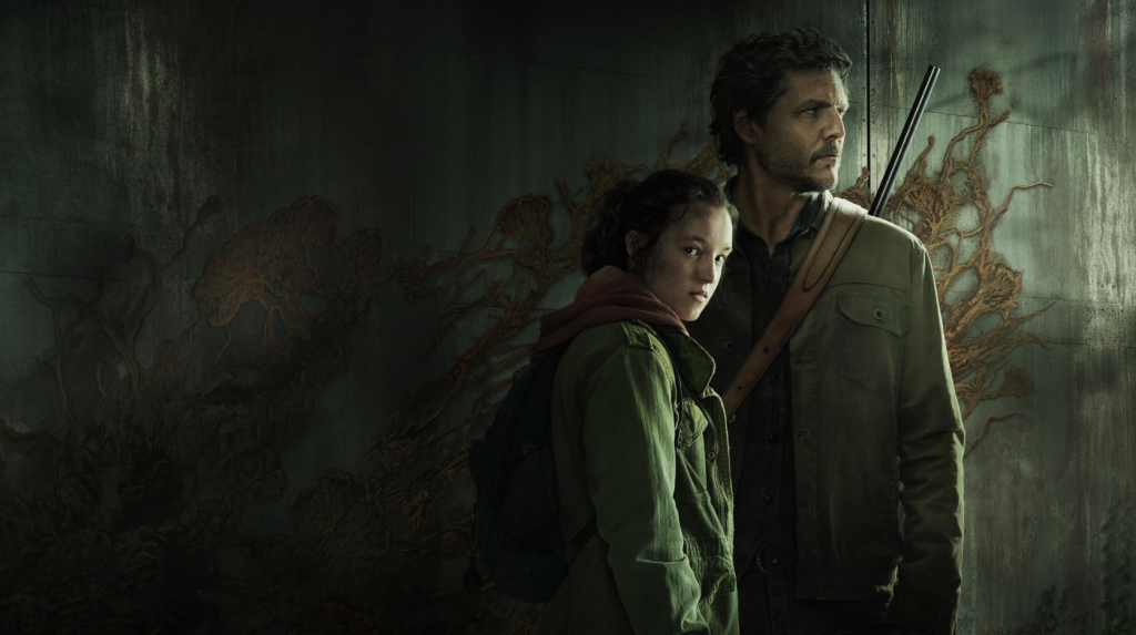 The Last of Us série da HBO com Ellie e Joel em cenário pós-apocalíptico, imagem promocional da adaptação do jogo para TV