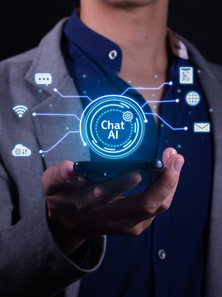 Uso da inteligência artificial generativa em dispositivos móveis para comunicação e automação.