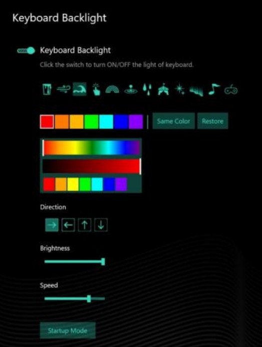 Modelo de iluminação do Teclado em Full-Zone