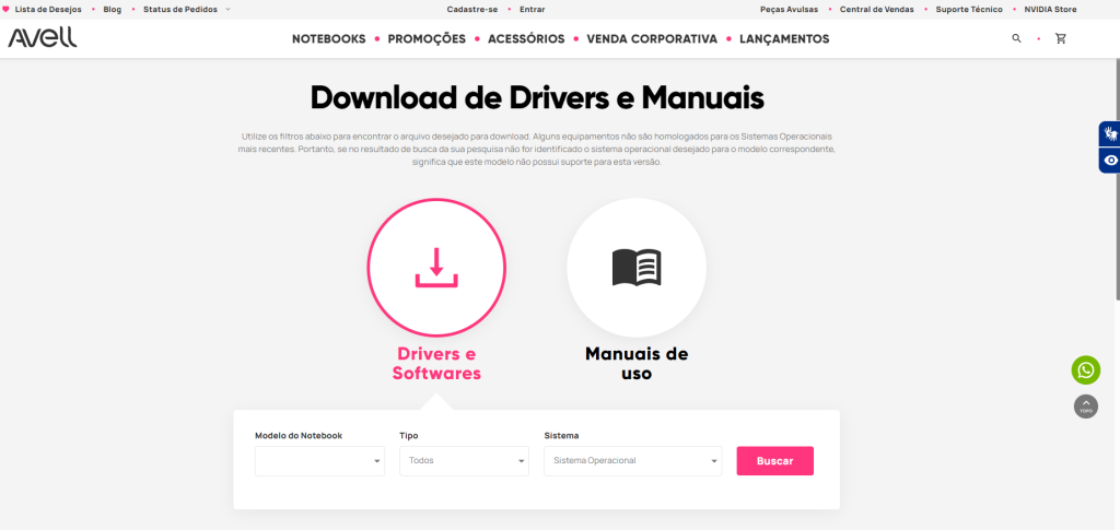 atualizações dos drivers