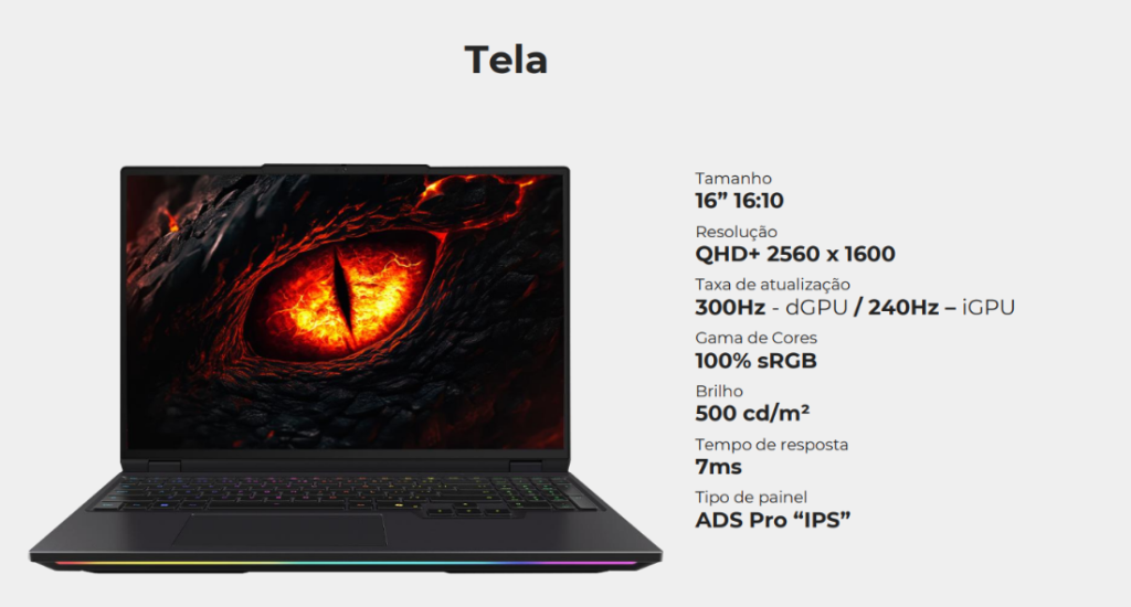 tela do notebook