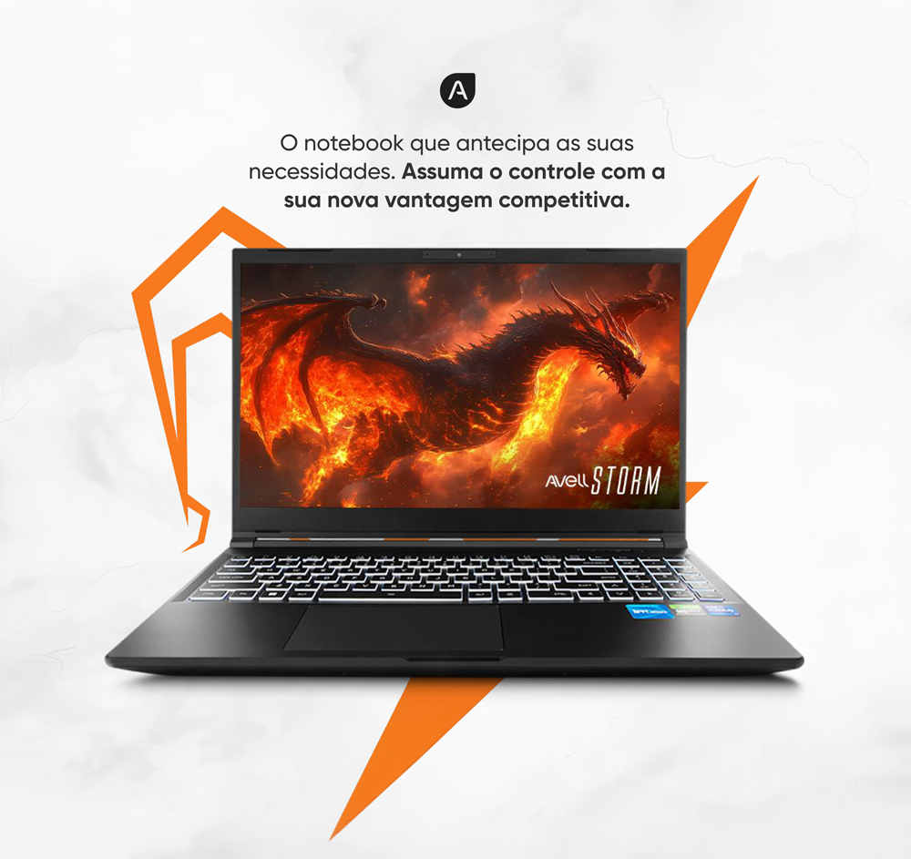 ,Tela 165Hz do notebook gamer alto desempenho Avell STORM 550